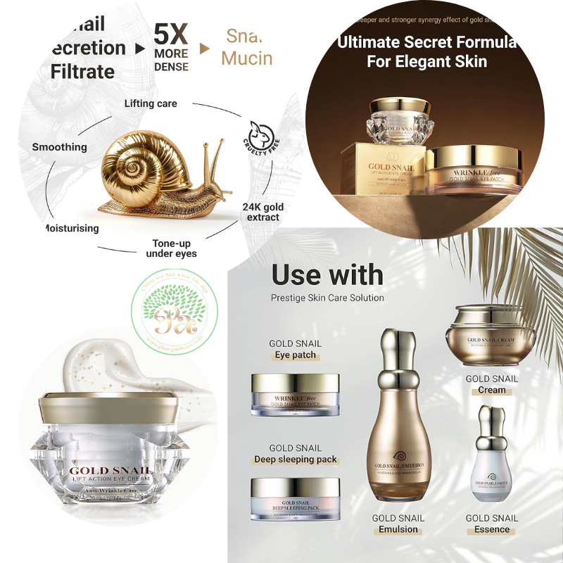 Kem dưỡng mắt GOLD ENERGY SNAIL SYNERGY chứa vàng 24K nguyên chất 30ml