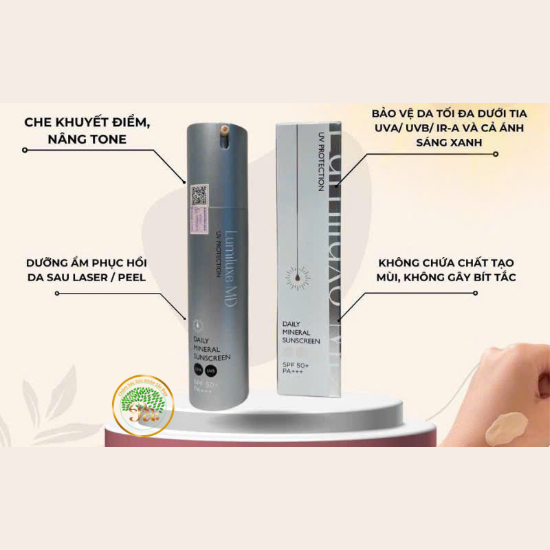 Kem chống nắng khoáng chất nâng tone  DAILY MINERAL SUNSCREEN  MD UV SPF 50+ PA +++
