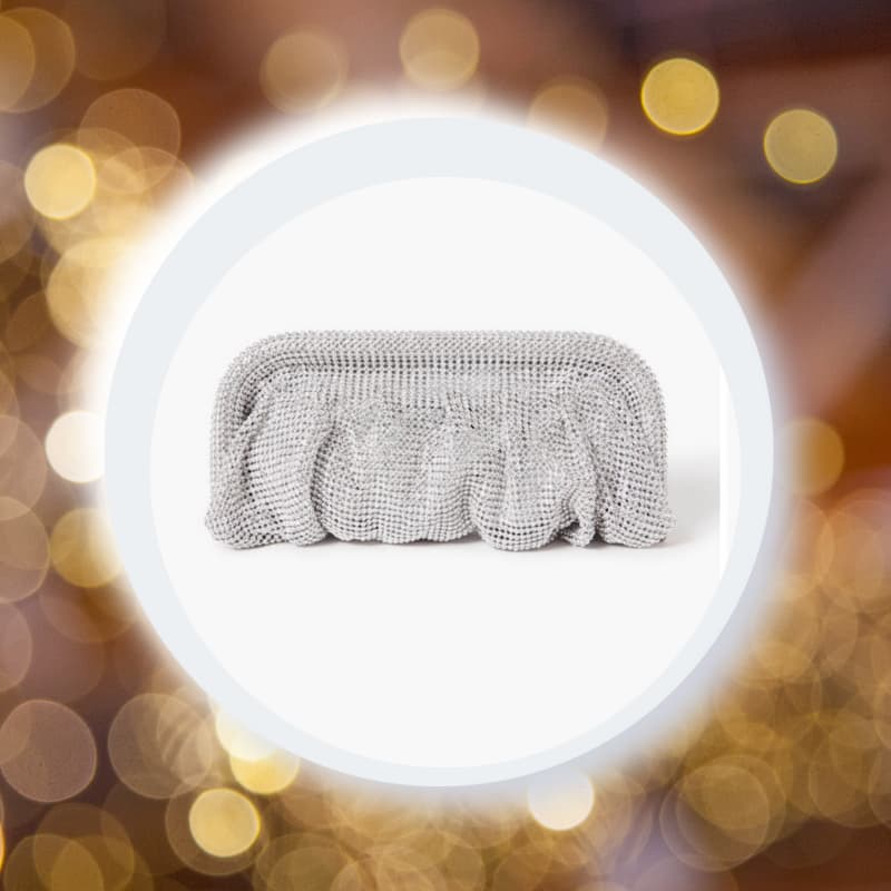 Bóp ví dạ tiệc hạt xoàn trắng F21