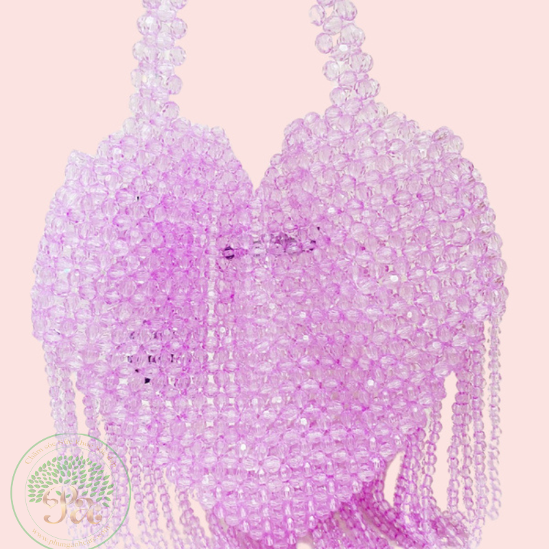 Túi F21 hạt nhựa màu hồng hình trái tim