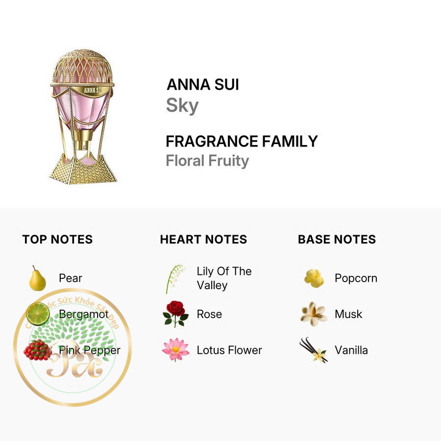 Nước hoa nữ khinh khí cầu  Anna Sui Sky Eau de Toilette 75ML nhập từ usa