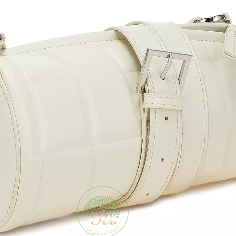 Túi dây kéo xéo màu trắng kem