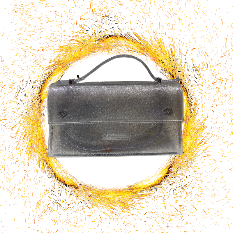 Túi F21 màu đen, trắng khoen tròn