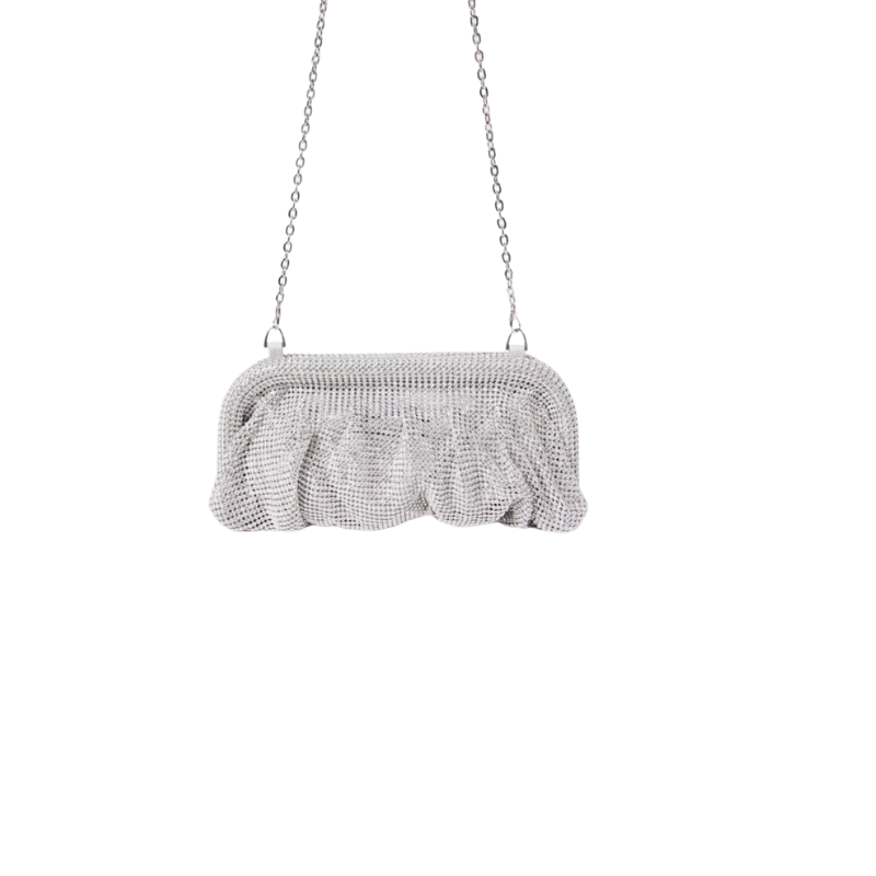 Bóp ví dạ tiệc hạt xoàn trắng F21