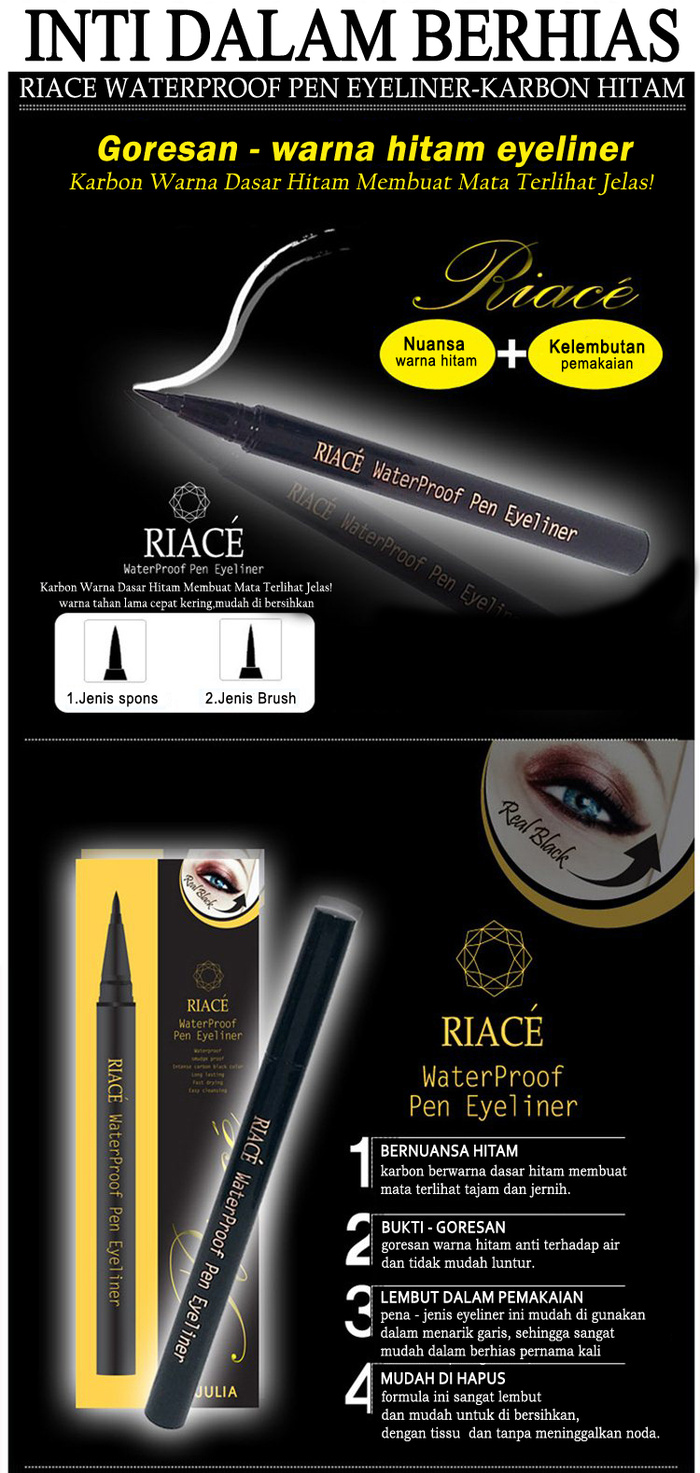 Bút kẻ viền mí mắt nước eyeliner Riace Waterproof Pen Eyeliner Hàn Quốc