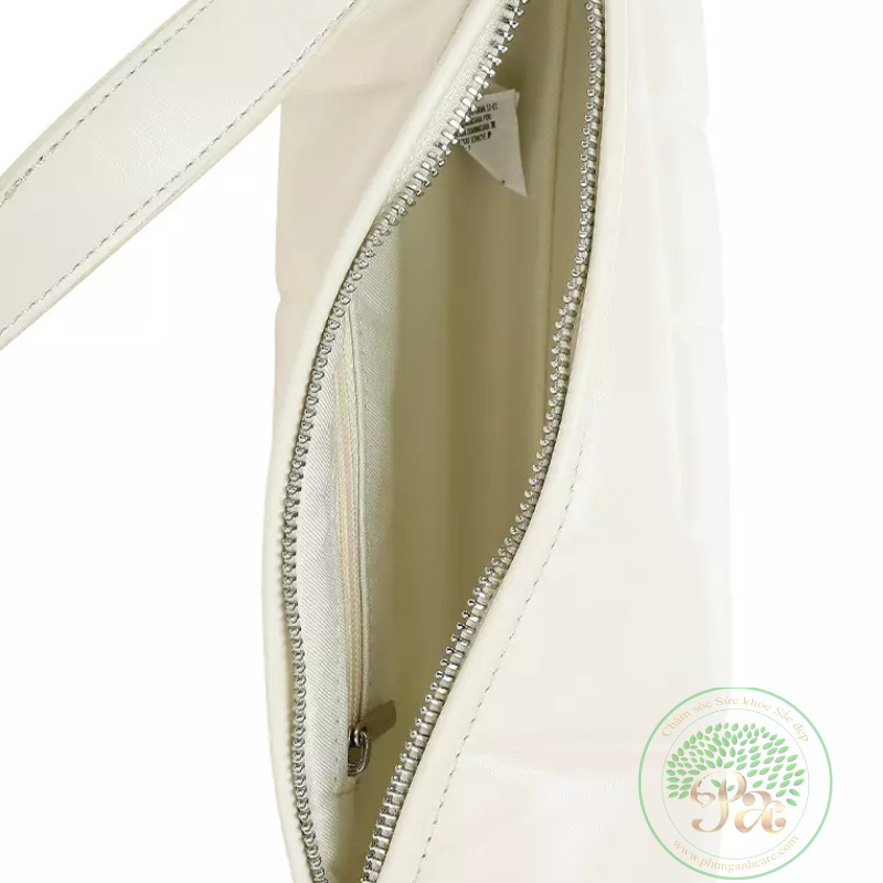 Túi dây kéo xéo màu trắng kem