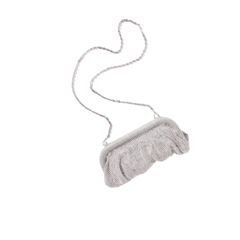 Bóp ví dạ tiệc hạt xoàn trắng F21