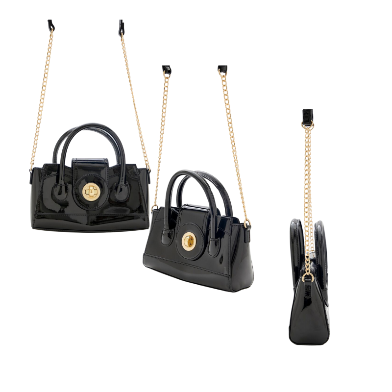 Túi F21 đen da bóng size 22