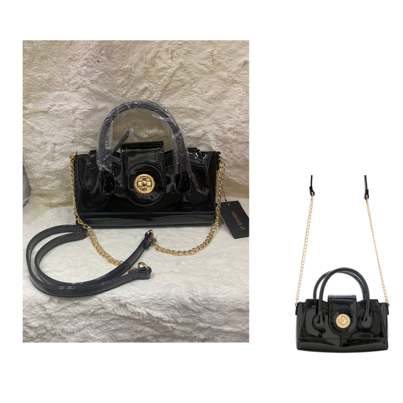 Túi F21 đen da bóng size 22