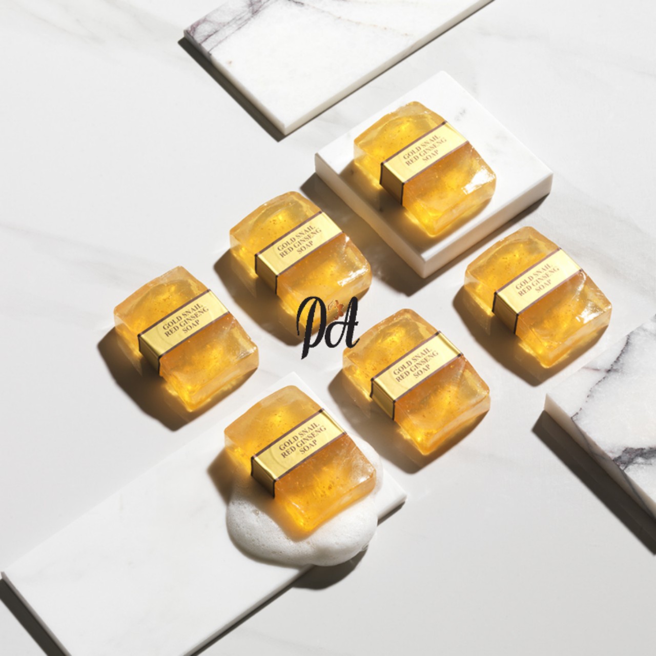 Xà bông cục rửa mặt trắng da chống lão hóa  Gold Snail - Nhân sâm đỏ