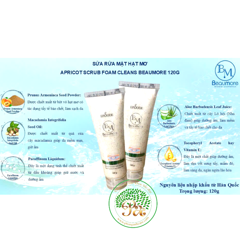 Sữa rửa mặt cát Beaumore hạt mơ