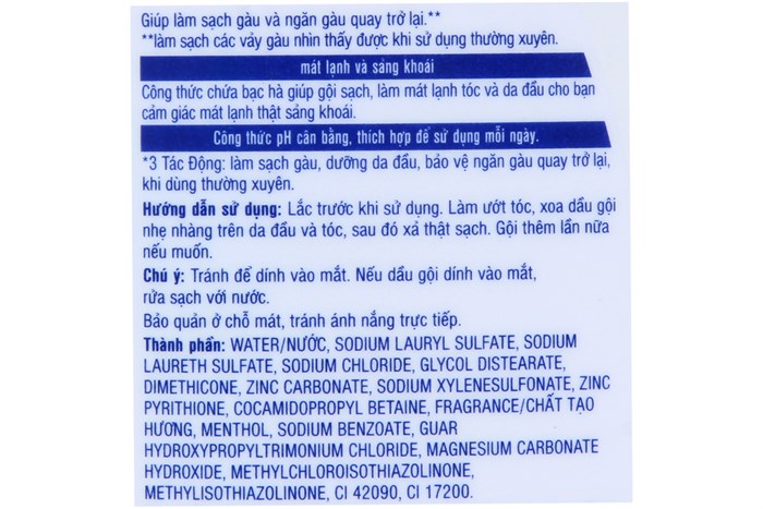 Gội head shoulders bạc Hà Việt Nam