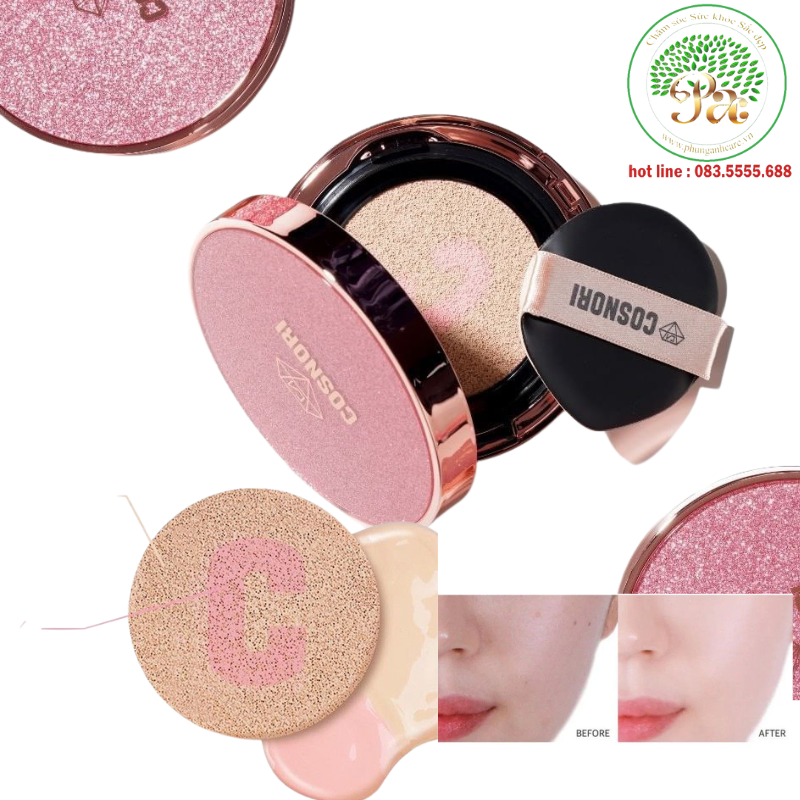 Phấn nước cushion nâng tone căng bóng da Blossom Tone up Cosnori Korea