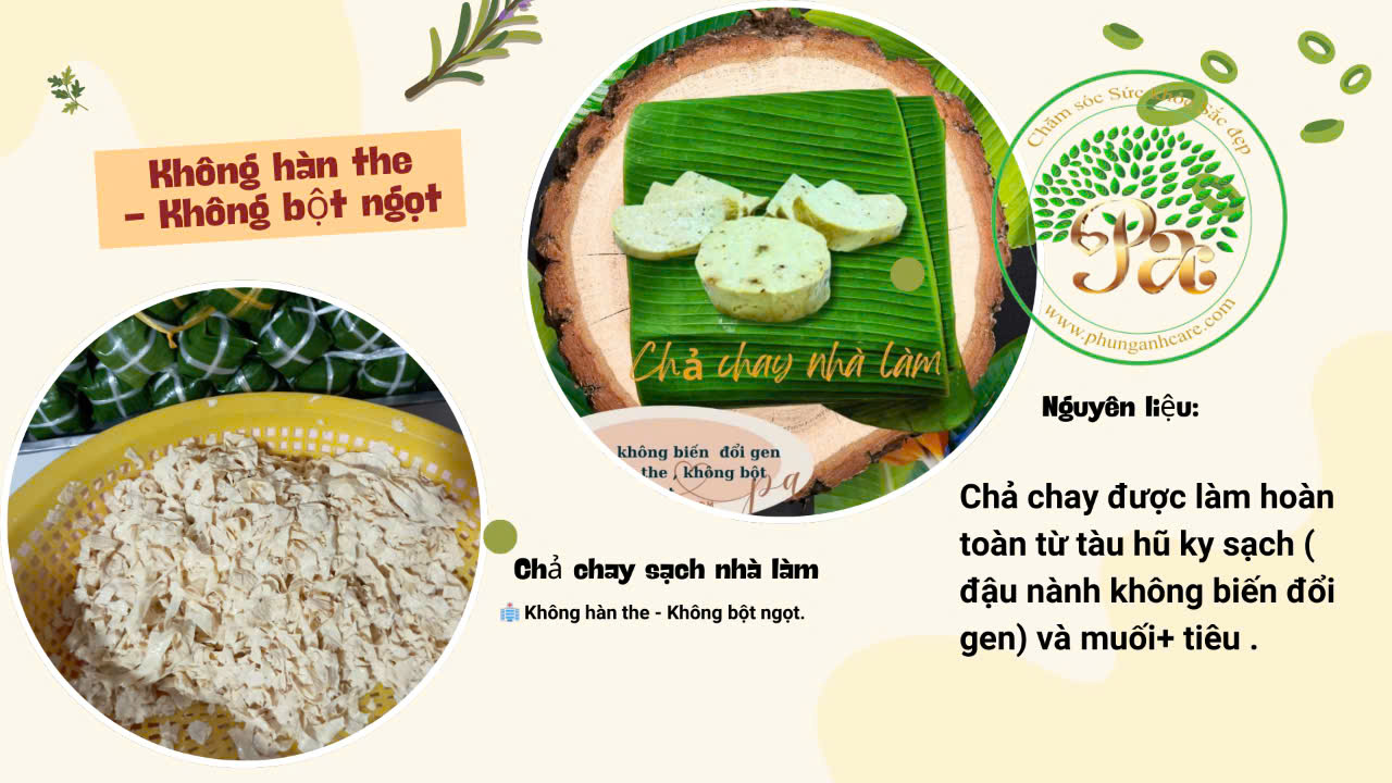 Chả chay dưỡng sinh ( chỉ thuần muối + tàu hũ ky sạch)