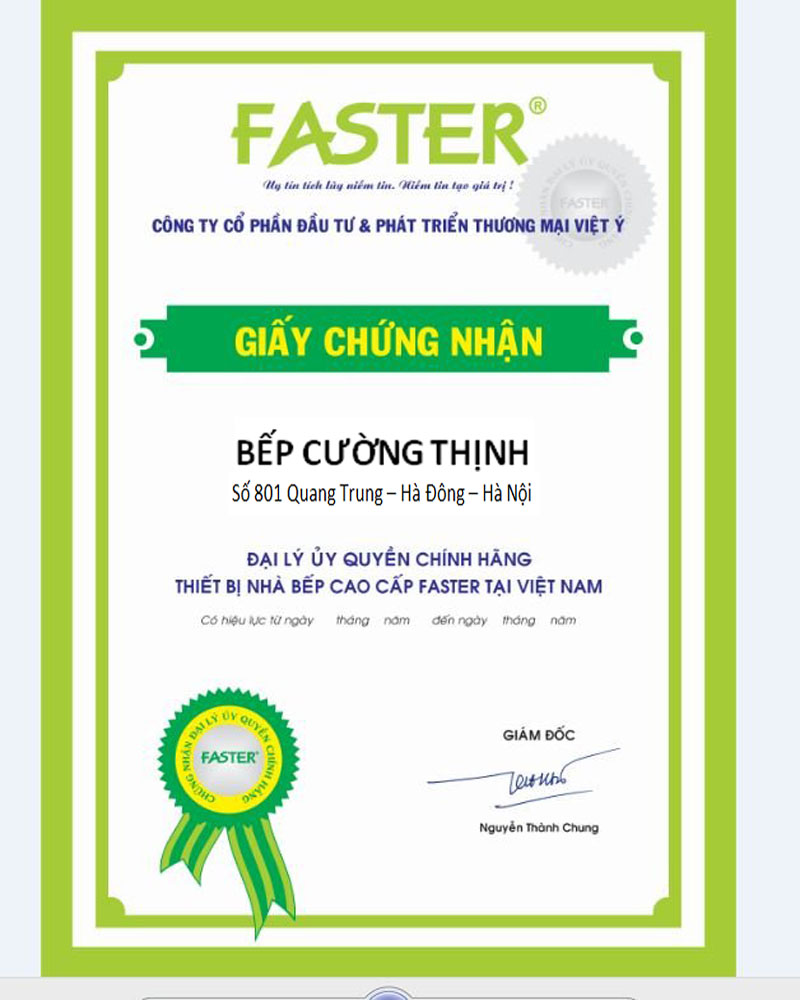 Máy hút mùi Faster đại lý chính hãng tại Hà Đông