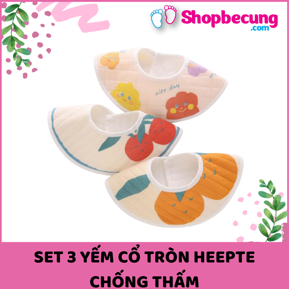 SET 3 YẾM CỔ TRÒN HEEPTE CHỐNG THẤM | Shop Bé Cưng