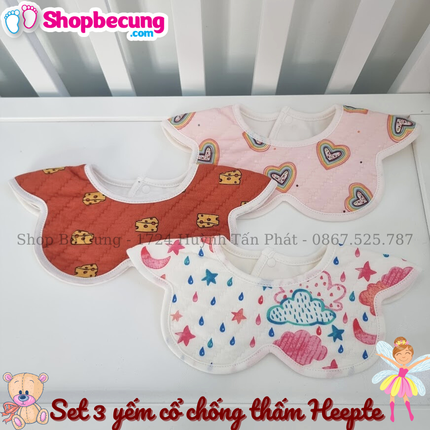 SET 3 YẾM CỔ TRÒN HEEPTE CHỐNG THẤM | Shop Bé Cưng