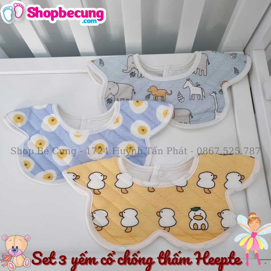 SET 3 YẾM CỔ TRÒN HEEPTE CHỐNG THẤM | Shop Bé Cưng