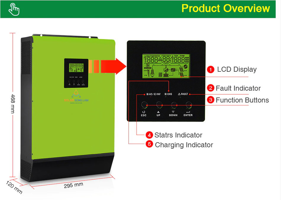 Biến tần hoà lưới năng lượng mặt trời có lưu trữ INFINISOLAR V 3KW-48Vol 80A mppt SCC