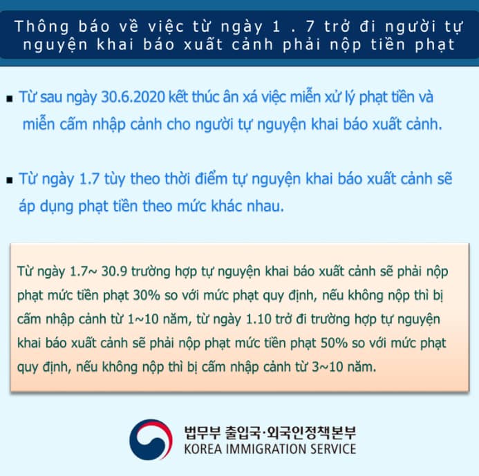THÔNG BÁO BỘ TƯ PHÁP HÀNQUỐC