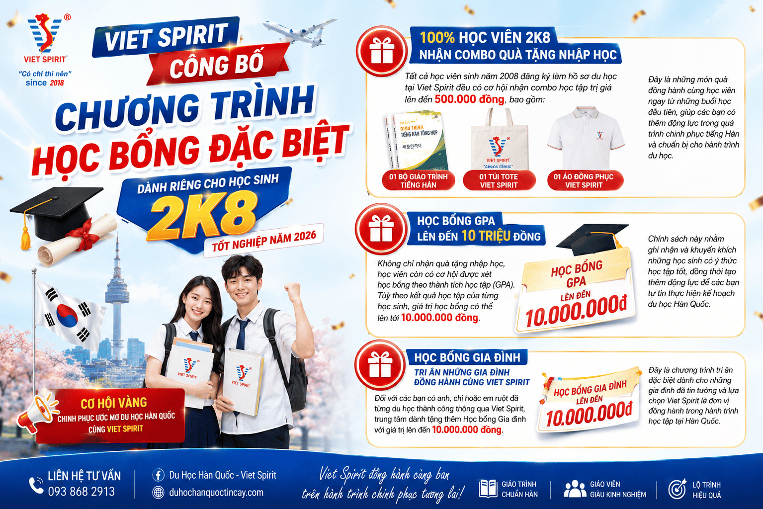 Viet Spirit Công Bố Chương Trình Học Bổng Đặc Biệt Dành Riêng Cho Học Sinh 2K8 Tốt Nghiệp Năm 2026