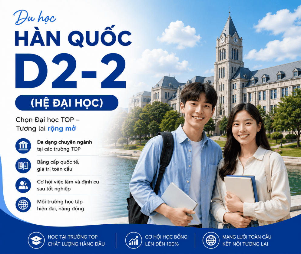 Du học Hàn Quốc chuyên ngành D2-2 (Đại học) 2026 – Điều kiện, chi phí và lộ trình từ A-Z
