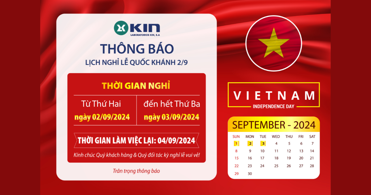 THÔNG BÁO NGHỈ LỄ QUỐC KHÁNH 02/09/2024