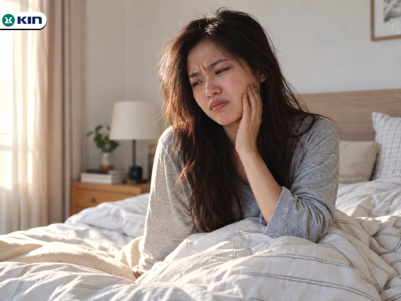Thức dậy cảm thấy đau mỏi hàm do nghiến răng buổi tối