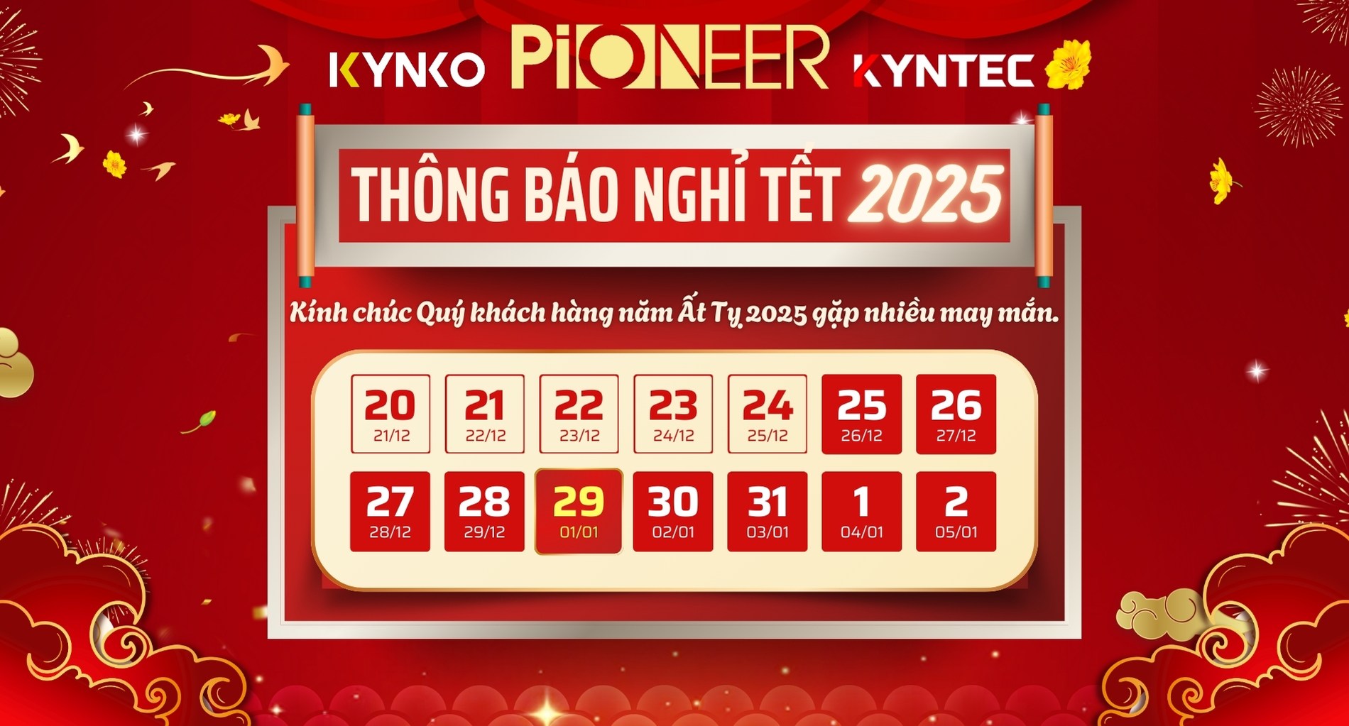 Thông Báo Lịch Nghỉ Tết Nguyên Đán 2025