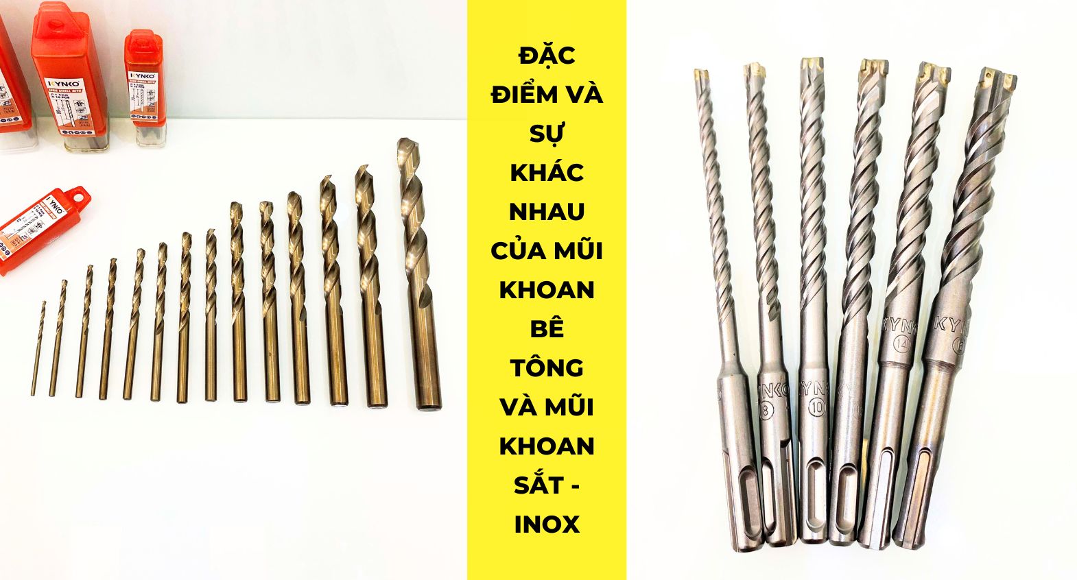 ĐẶC ĐIỂM VÀ SỰ KHÁC NHAU CỦA MŨI KHOAN BÊ TÔNG VÀ MŨI KHOAN SẮT - INOX