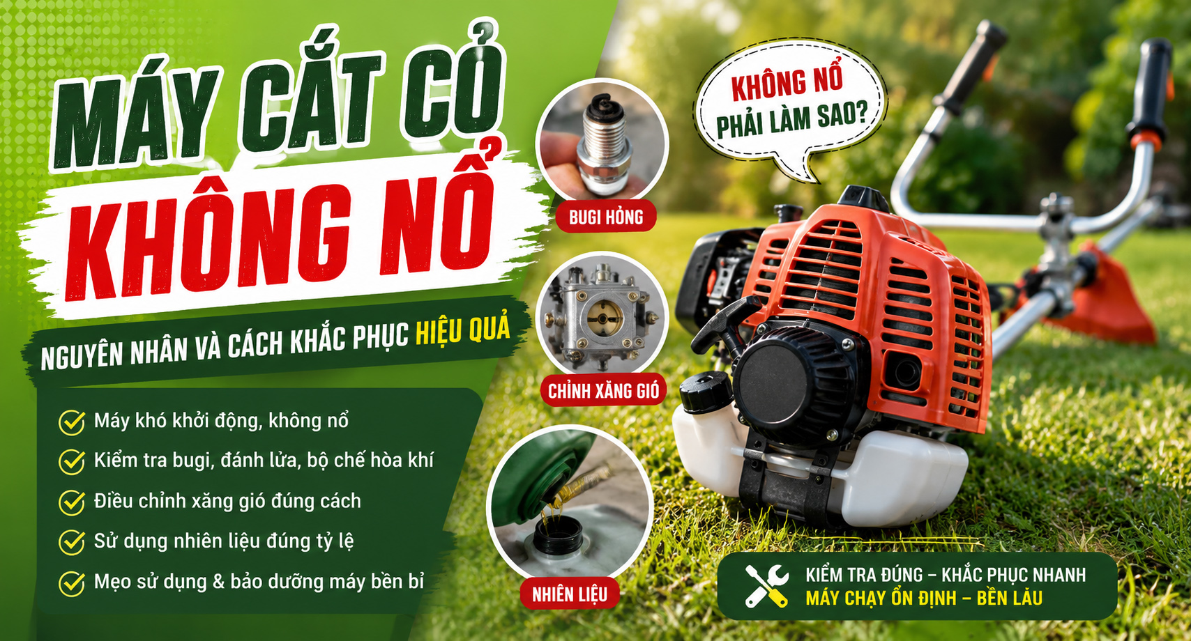 Máy Cắt Cỏ Không Nổ: Nguyên Nhân Và Cách Khắc Phục Hiệu Quả