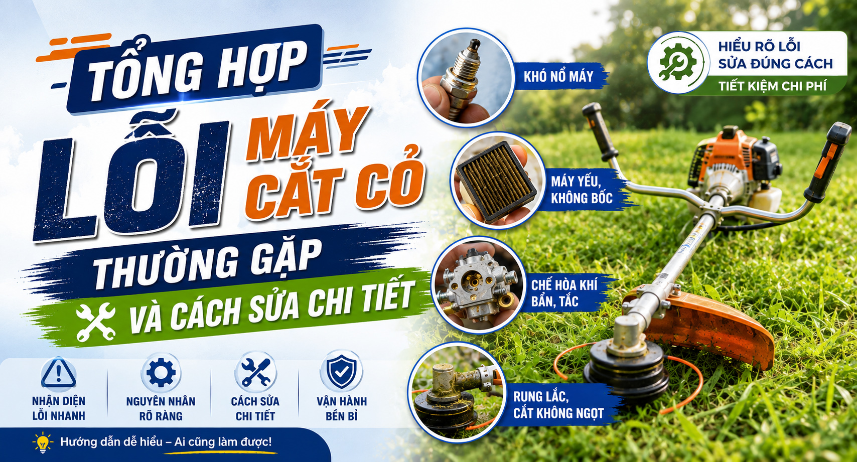 Tổng Hợp Lỗi Máy Cắt Cỏ Thường Gặp Và Cách Sửa Chi Tiết