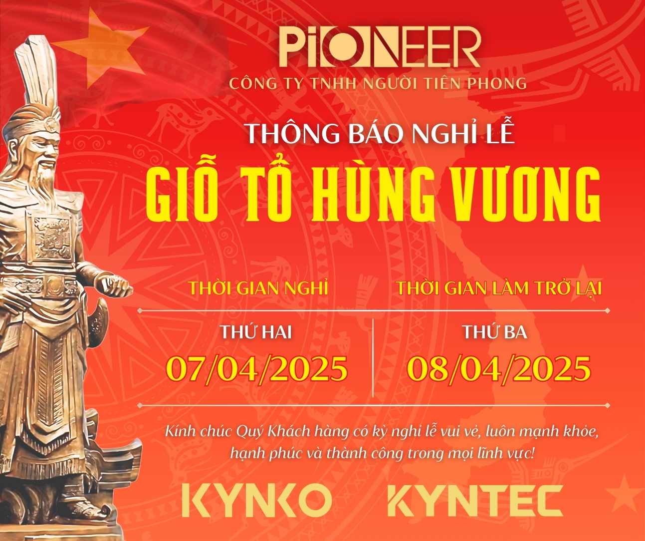 Thông Báo Nghỉ Lễ Giỗ Tổ Hùng Vương 2025 - KYNKO Việt Nam