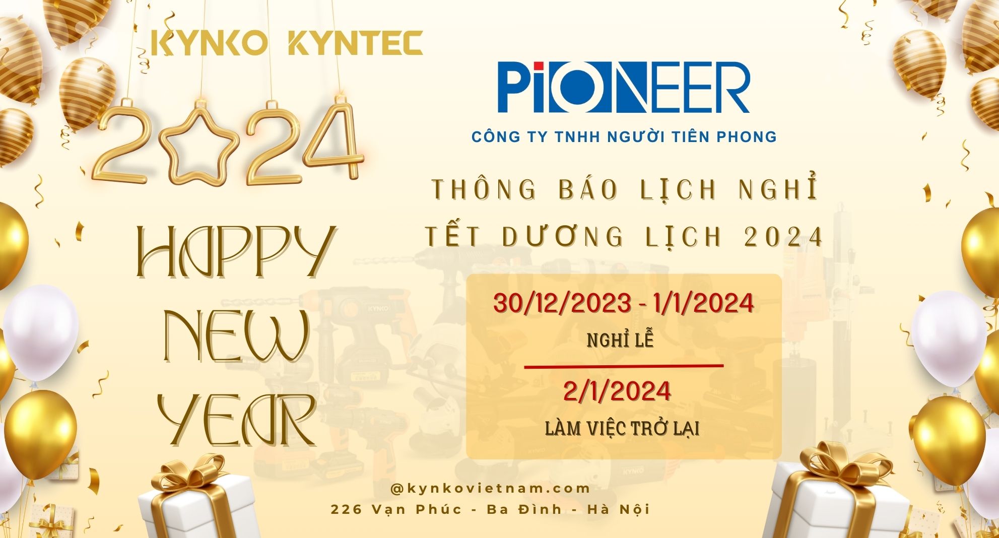 THÔNG BÁO LỊCH NGHỈ TẾT DƯƠNG LỊCH 2024