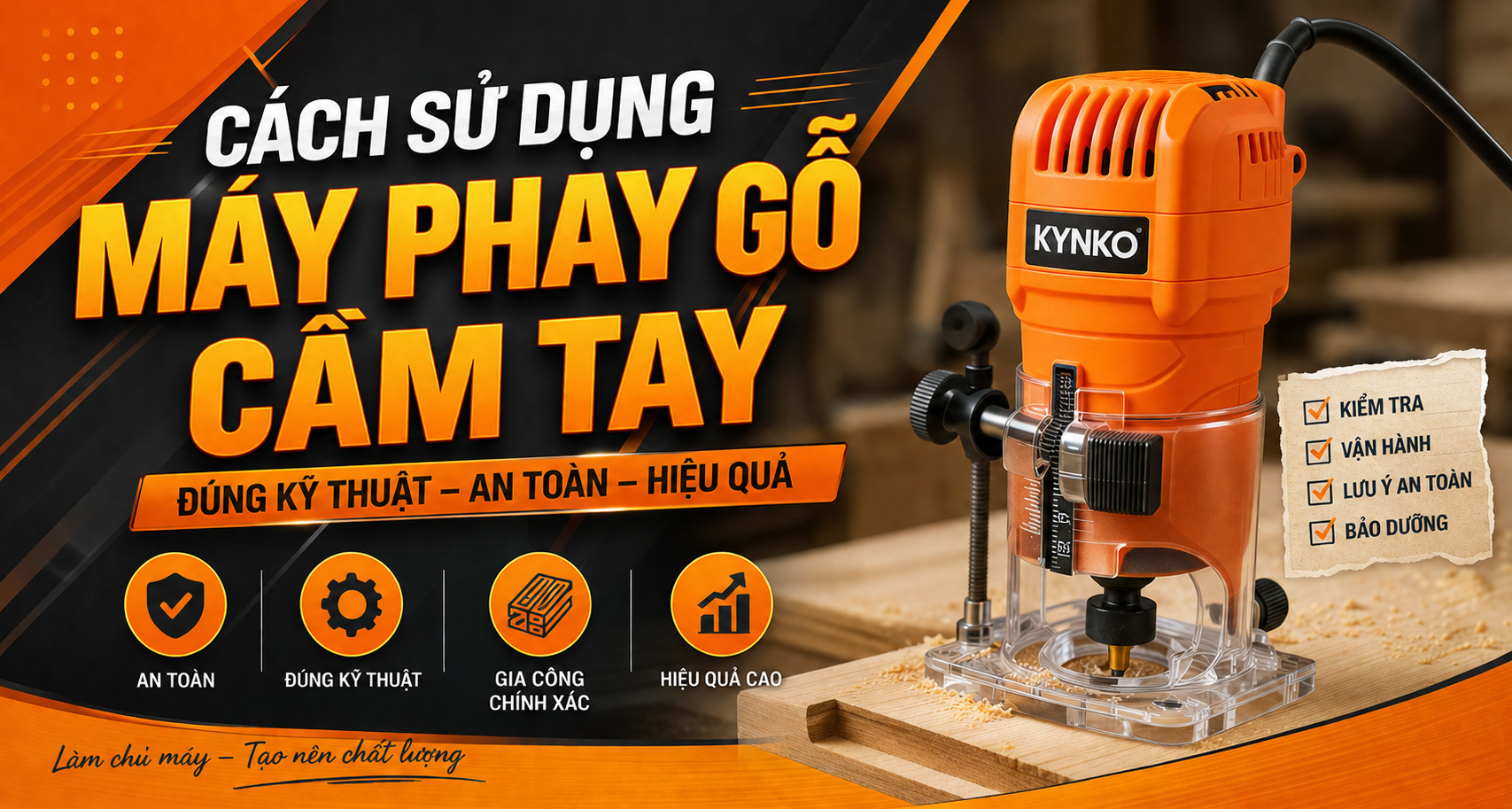 Cách Sử Dụng Máy Phay Gỗ Cầm Tay Đúng Kỹ Thuật, An Toàn