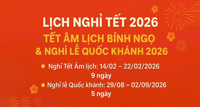 Nghỉ Tết Âm lịch 2026 và Quốc khánh 2026: Bộ Nội vụ đề xuất phương án mới