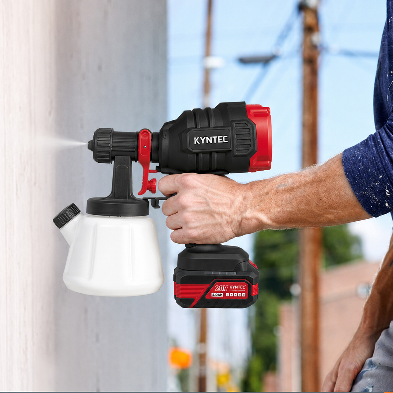 MÁY PHUN SƠN PIN KYNTEC CHÂN PHỔ THÔNG KT81 THI CÔNG
