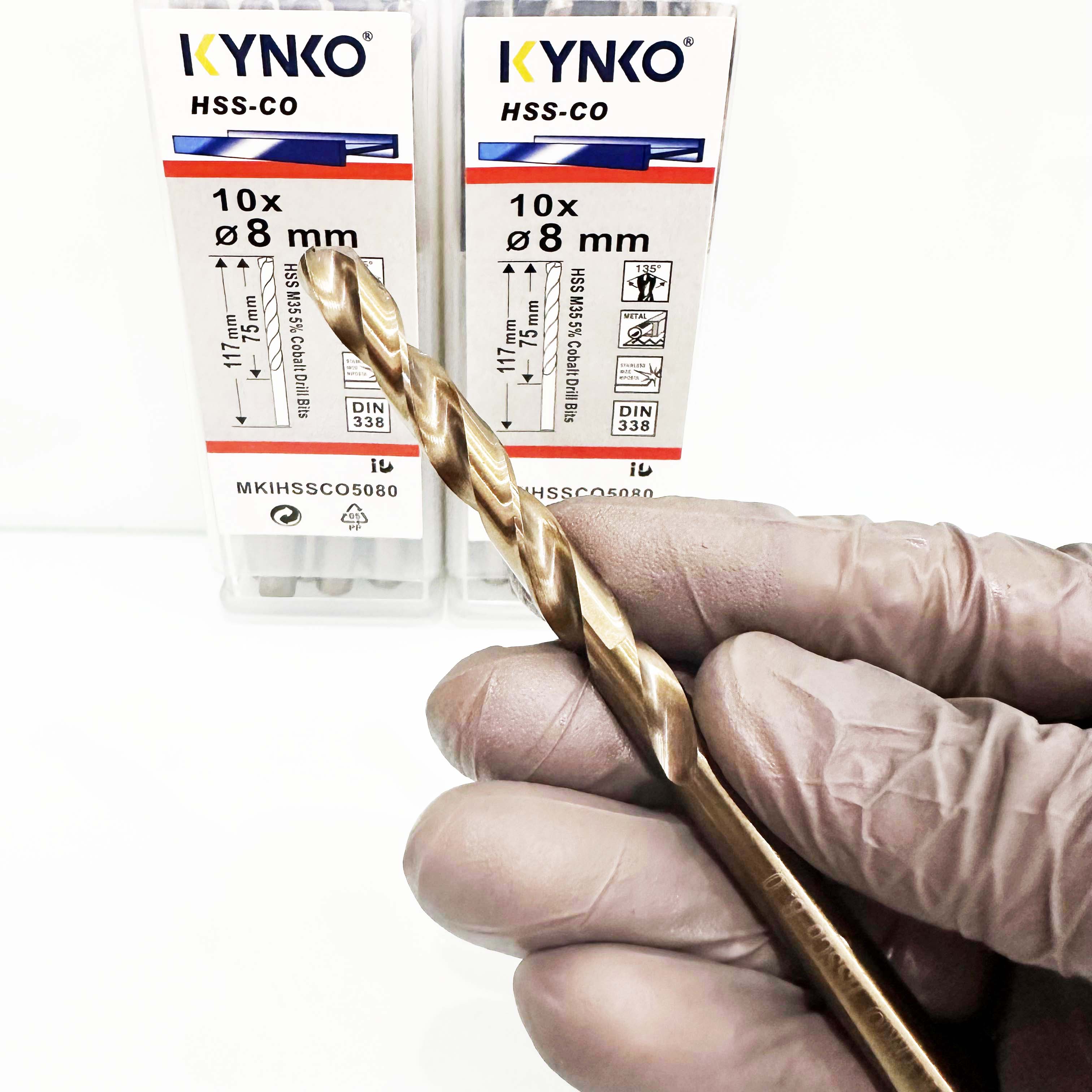 Mũi khoan Inox HSS-CO5 Kynko 5% Cobalt Ø 8mm MKI-HSS-CO5-080 Coban (VỈ 10 CHIẾC)