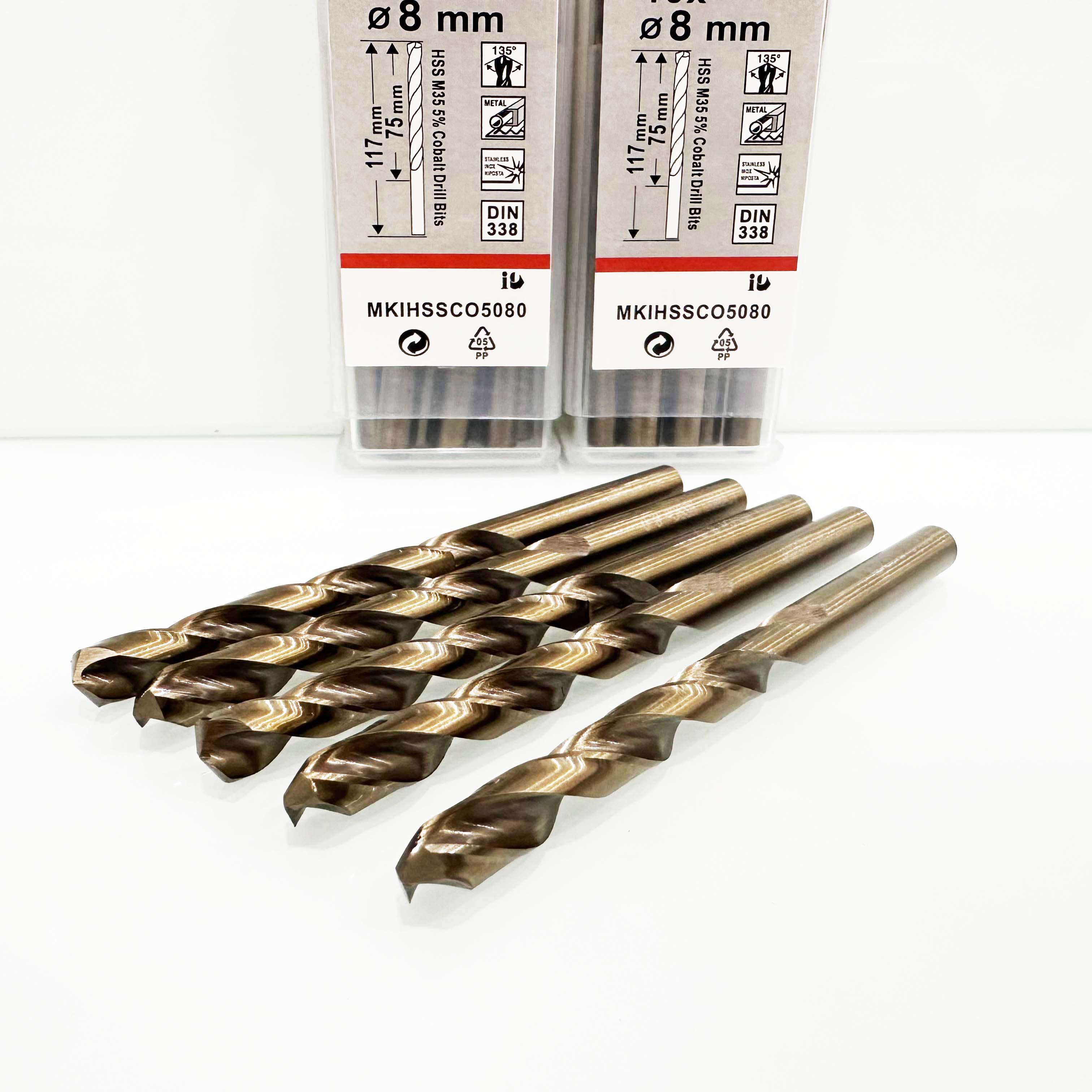 Mũi khoan Inox HSS-CO5 Kynko 5% Cobalt Ø 8mm MKI-HSS-CO5-080 Coban (VỈ 10 CHIẾC)