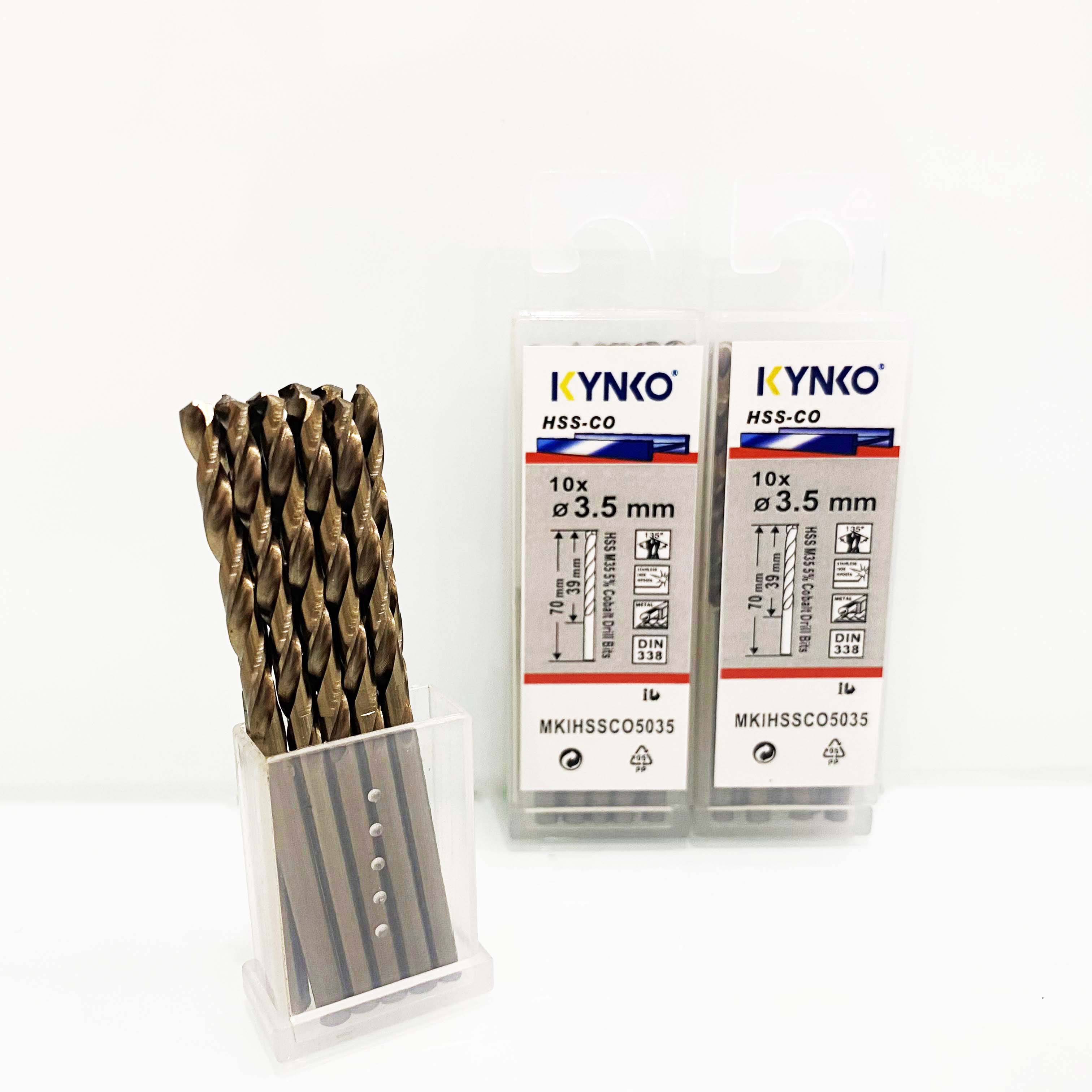 Mũi khoan Inox HSS-CO5 Kynko 5% Cobalt Ø 3,5mm MKI-HSS-CO5-035 Coban (VỈ 10 CHIẾC)