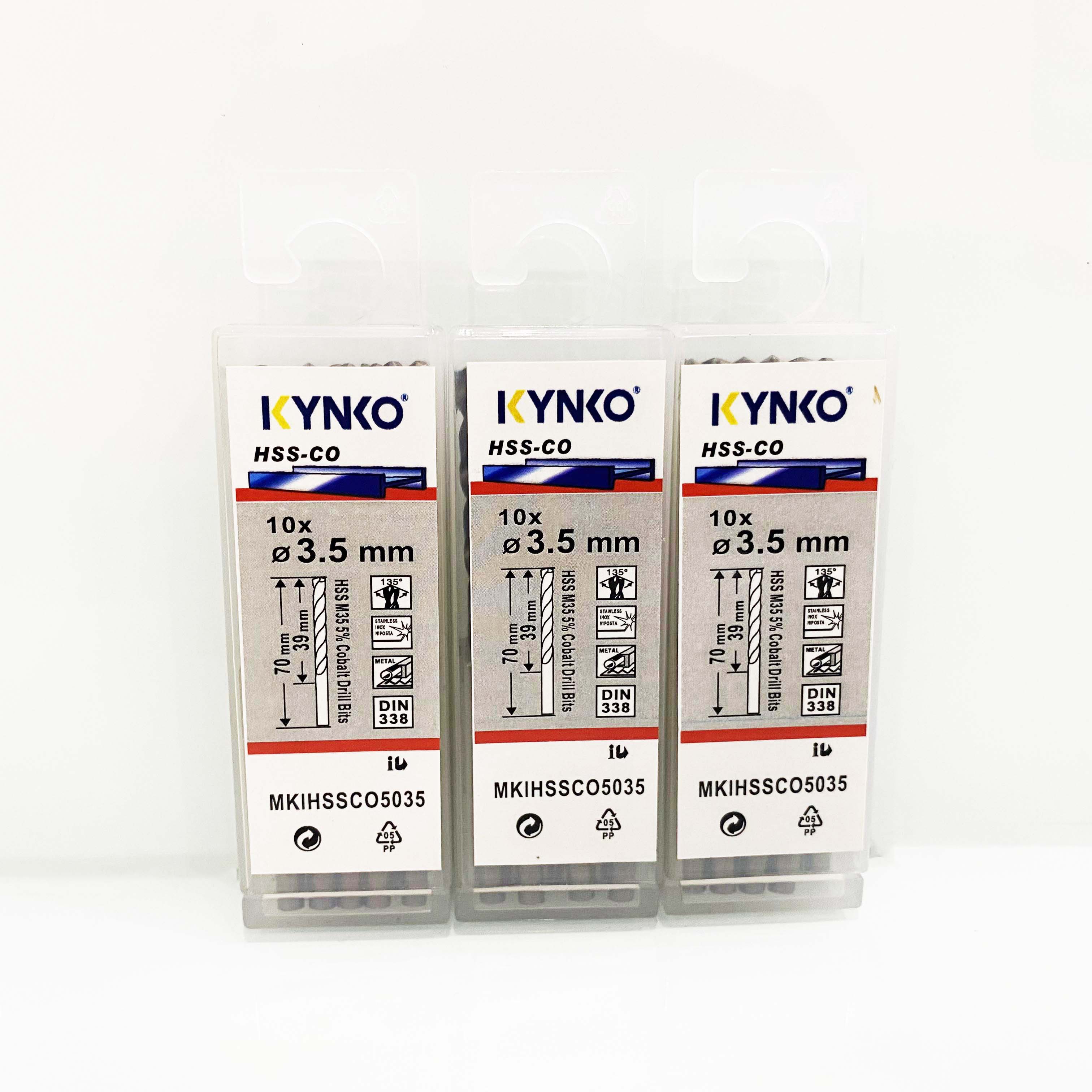 Mũi khoan Inox HSS-CO5 Kynko 5% Cobalt Ø 3,5mm MKI-HSS-CO5-035 Coban (VỈ 10 CHIẾC)