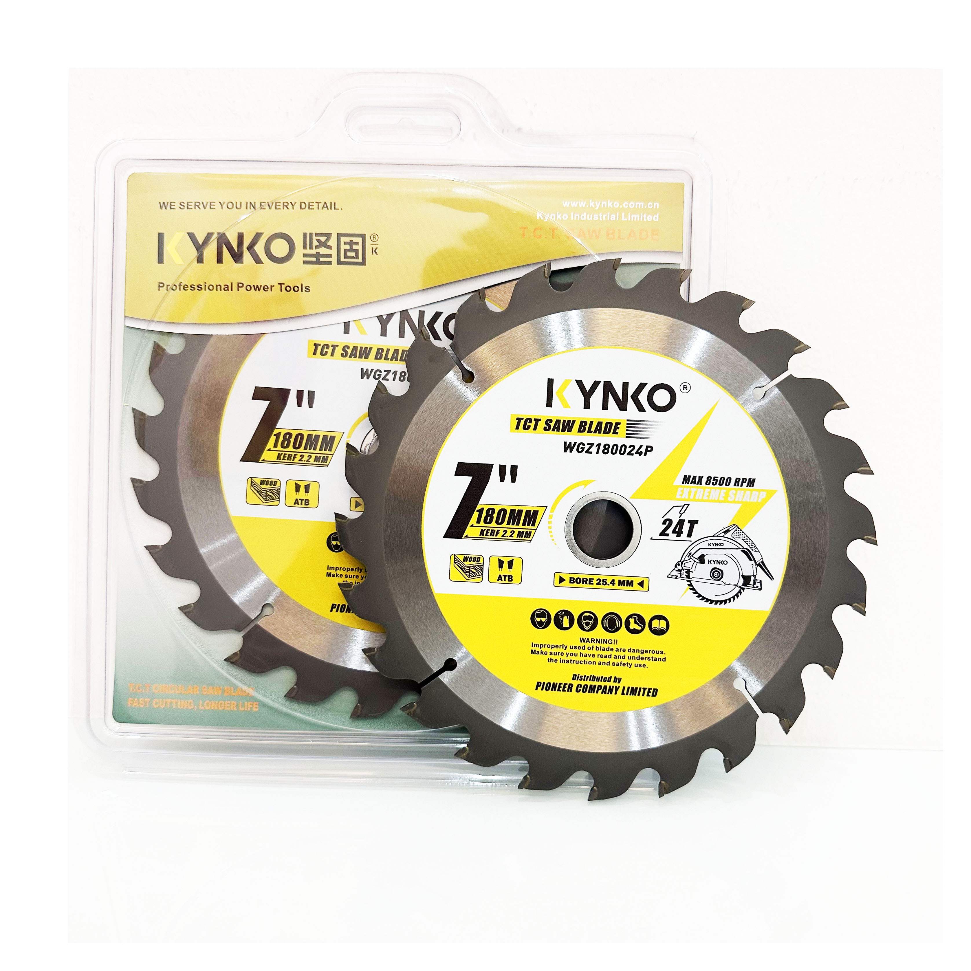 LƯỠI CƯA GỖ TCT 24 RĂNG Ø 180MM KYNKO WGZ180024P