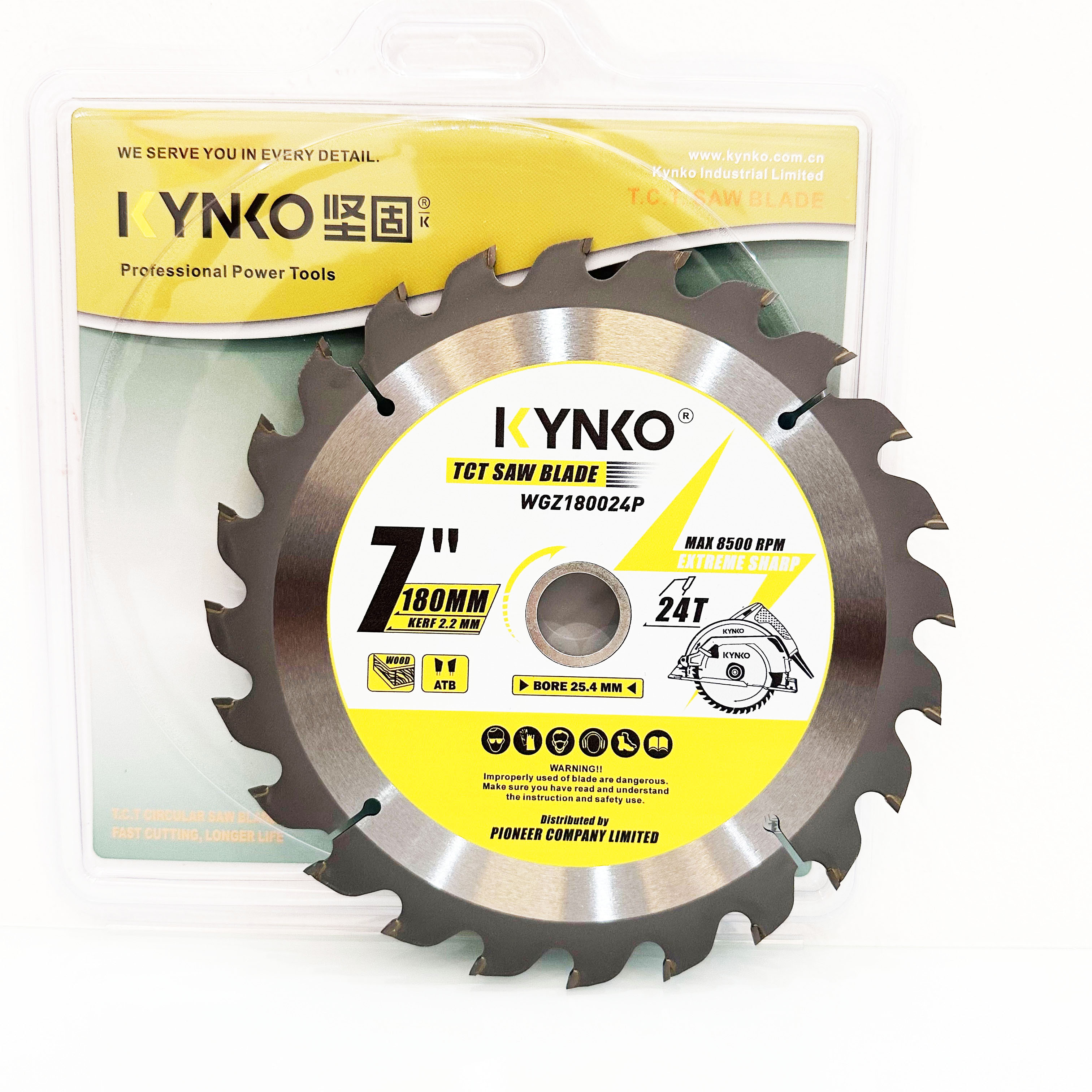 LƯỠI CƯA GỖ TCT 24 RĂNG Ø 180MM KYNKO WGZ180024P