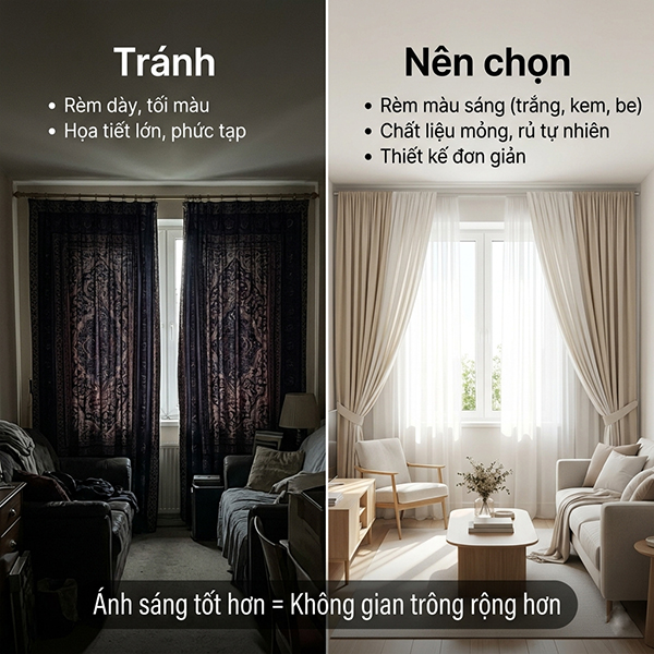 Hiệu ứng thị giác trong thiết kế rèm cửa: Mở rộng không gian bằng màu sắc