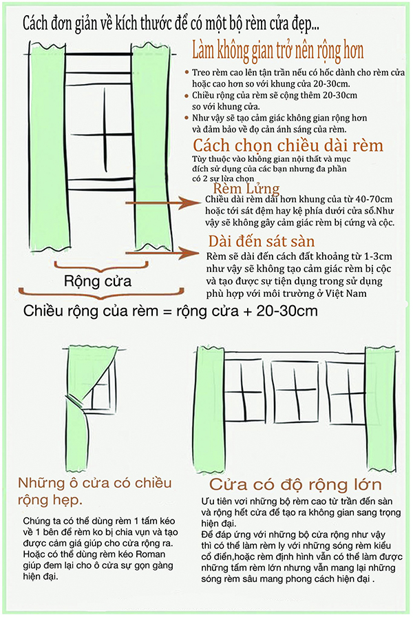 Bảng treo rèm cửa đúng cách cho không gian sống tươi mới và đẹp