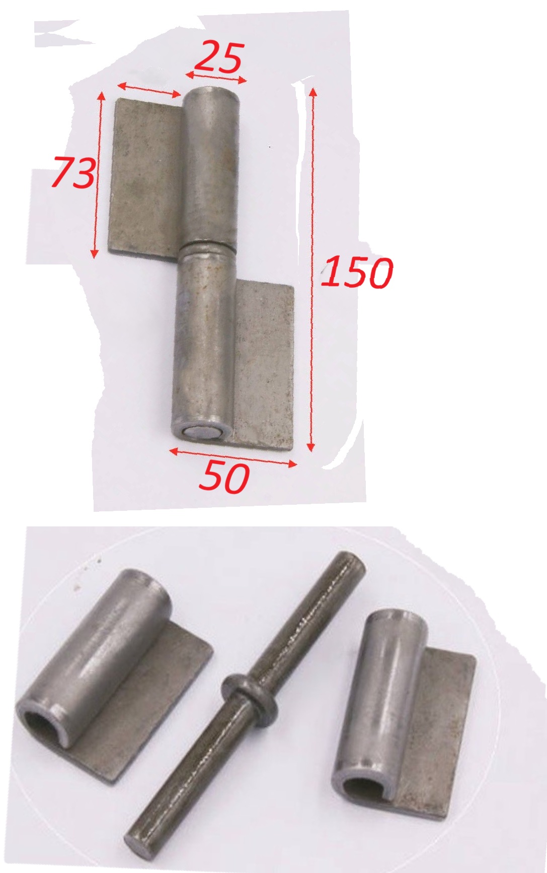 Bản lề lá cờ dày 5mm, phi 25mm, dài 150mm