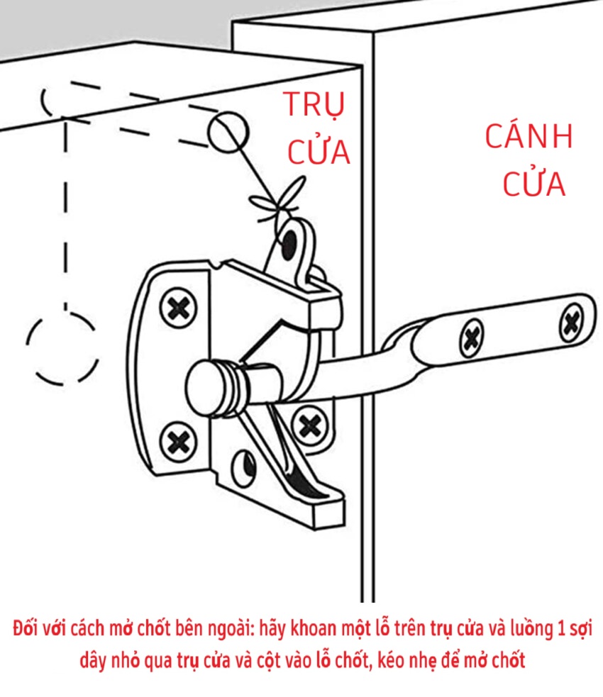bộ chốt trọng lực (chốt tự gài - chốt tự động) - Kèm ốc Vít
