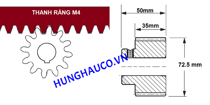 NHÔNG RĂNG MẠ KẼM - LỖ CỐT 28mm