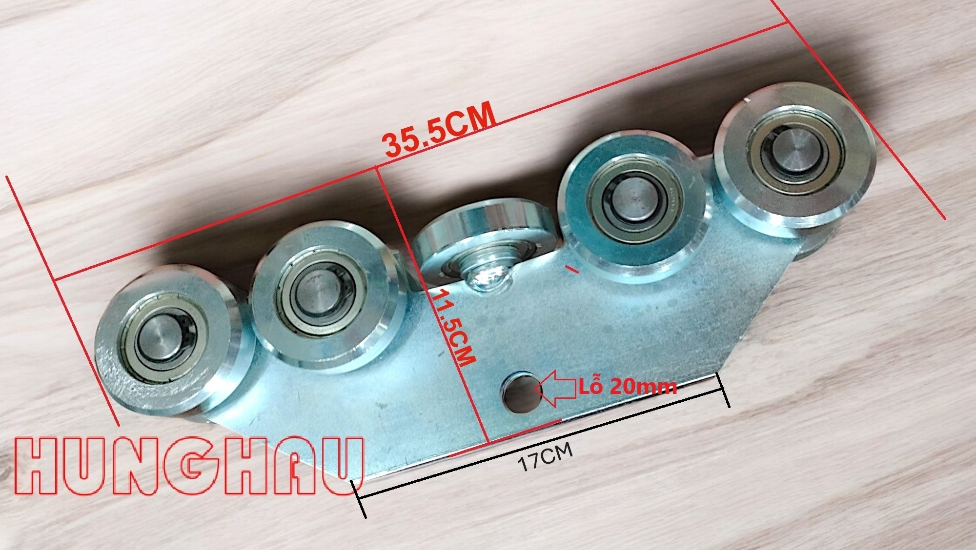 bánh trượt 9 lăn, tải trọng 700kg - dùng cho máng 5mm