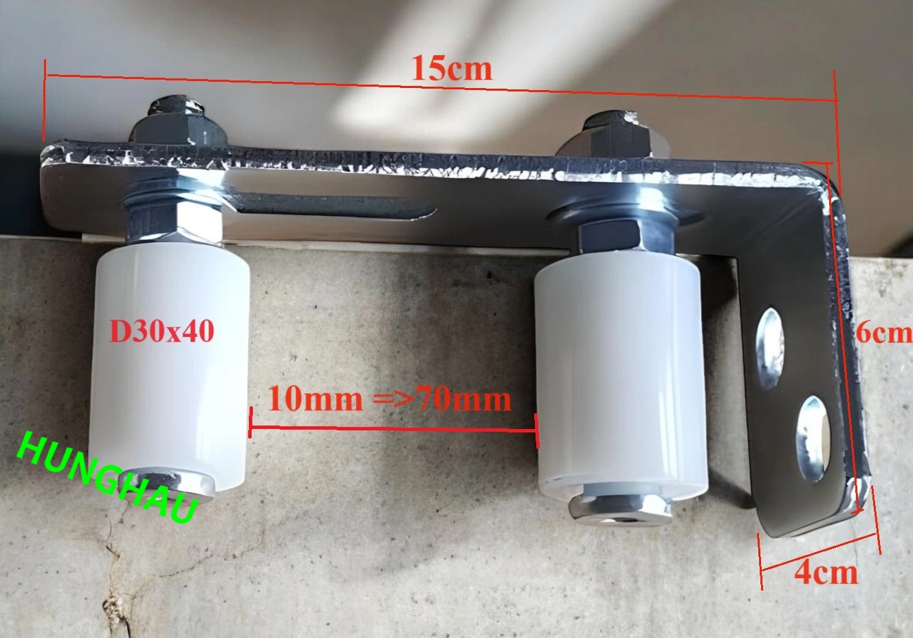 bộ dẫn hướng cổng lùa 2 lăn D30mm